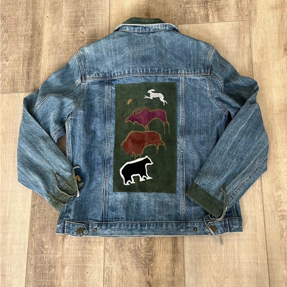 VTG 80s SFR Santa Fe Re Creations Wmn Sz L Denim Suede Leather Jacket Southwest